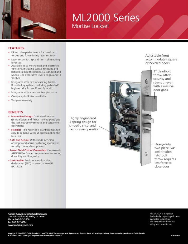 American Locksets. Corbin Russwin ML2010 LWA Passage or Closet