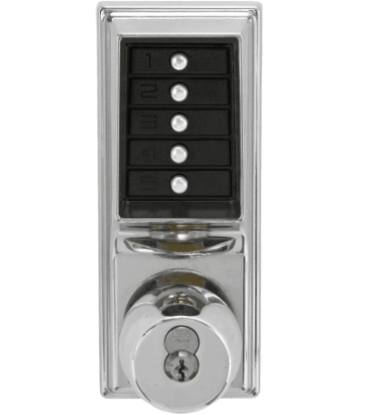 Show details for Dormakaba Simplex 1021B-026 Pushbutton Lock - Bright Chrome - Key Override 1021B-026-41