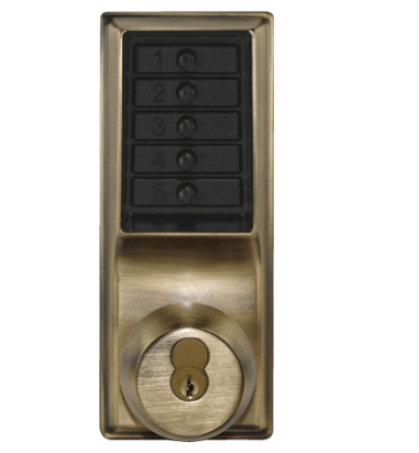 Show details for Dormakaba Simplex 1021B-05 Pushbutton Lock - Antique Brass - Key Override 1021B-05-41