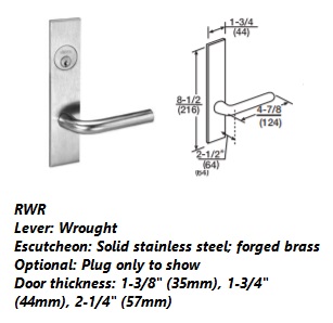 RWR - Regis Wrought Lever W/ Solid Stainless Steel, Forged Brass Escutcheon [+$42.14]