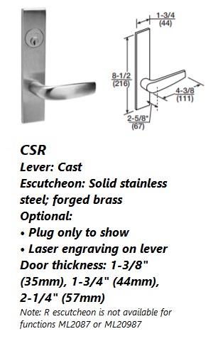 CSR - Citation Cast Lever W/ Solid stainless steel Escutcheon [+$143.06]