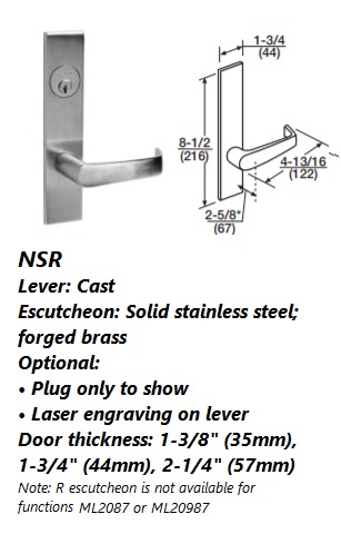 NSR - Newport Cast Lever W/  Solid Stainless Steel Forged Brass Escutcheon [+$143.06]