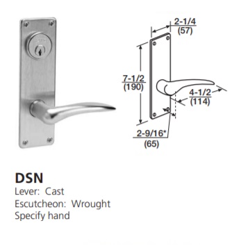 DSN - Dirke Cast  Lever W/ Wrought Escutcheon - Specify hand [+$140.16]