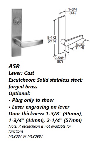 ASR - Armstrong Cast Lever W/ Solid stainless steel forged brass Escutcheon [+$143.06]