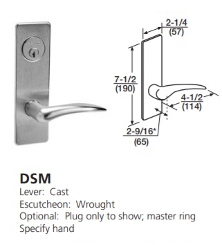 DSM - Dirke Cast  Lever W/ Wrought Escutcheon - Specify hand [+$140.16]
