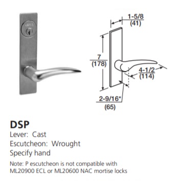 DSP - Dirke Cast  Lever W/ Wrought Escutcheon - Specify hand [+$140.16]