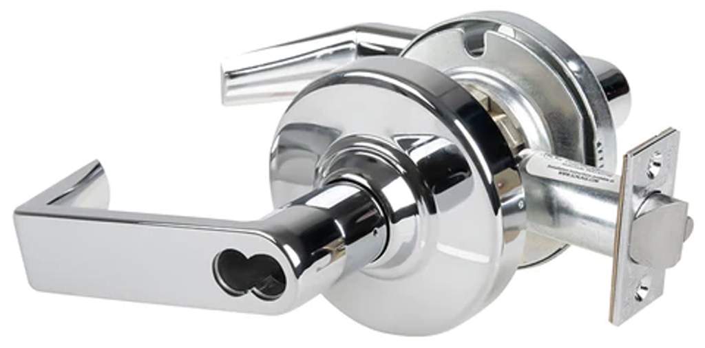Picture of Schlage ND80JDEL RHO - Grade 1 Electrified Cylindrical Lock, Storeroom Function, 12-24 VDC, Fail Safe, Rhodes Lever, LFIC Prep