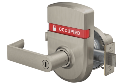 Picture of Schlage ND40S RHO OS-OCC - Grade 1 Bath/Bedroom Privacy Leverset, Rhodes Lever, Exterior Indicator