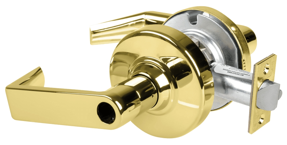 Picture of Schlage ALX53L RHO Grade 2 Entrance Cylindrical Lock with Field Selectable Vandlgard, Rhodes Lever, Conventional Less Cylinder