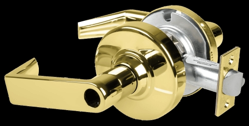 Picture of Schlage ALX53L RHO Grade 2 Entrance Cylindrical Lock with Field Selectable Vandlgard, Rhodes Lever, Conventional Less Cylinder