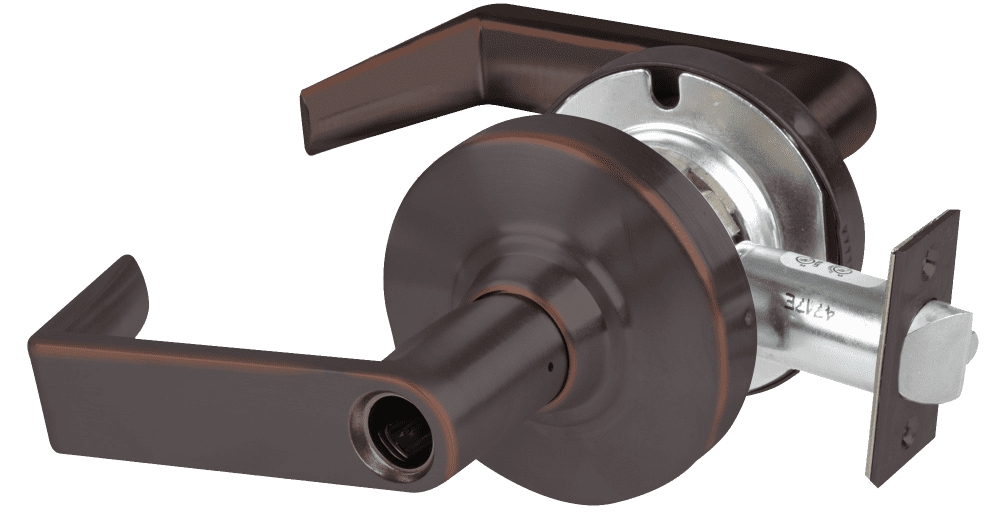 Picture of Schlage ALX53L RHO Grade 2 Entrance Cylindrical Lock with Field Selectable Vandlgard, Rhodes Lever, Conventional Less Cylinder