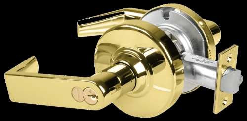 Picture of Schlage ALX53R RHO Grade 2 Entrance Cylindrical Lock with Field Selectable Vandlgard, Rhodes Lever, FSIC Core
