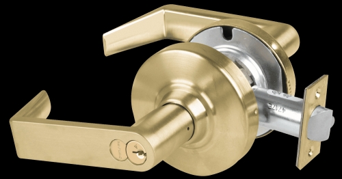 Picture of Schlage ALX53R RHO Grade 2 Entrance Cylindrical Lock with Field Selectable Vandlgard, Rhodes Lever, FSIC Core