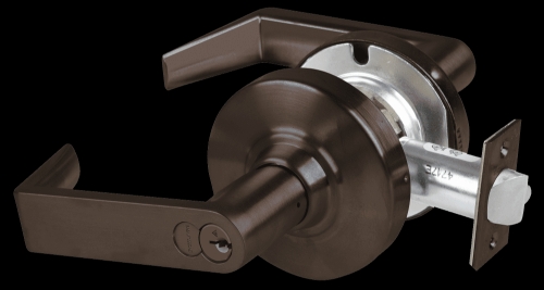 Picture of Schlage ALX53R RHO Grade 2 Entrance Cylindrical Lock with Field Selectable Vandlgard, Rhodes Lever, FSIC Core