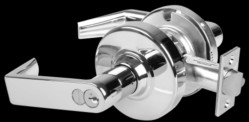 Picture of Schlage ALX53R RHO Grade 2 Entrance Cylindrical Lock with Field Selectable Vandlgard, Rhodes Lever, FSIC Core