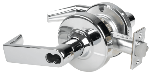 Picture of Schlage ALX70B RHO Grade 2 Classroom Cylindrical Lock with Field Selectable Vandlgard, Rhodes Lever, SFIC Less Core