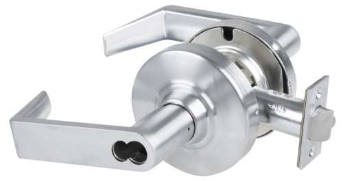 Picture of Schlage ALX70B RHO Grade 2 Classroom Cylindrical Lock with Field Selectable Vandlgard, Rhodes Lever, SFIC Less Core