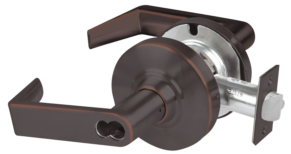 Picture of Schlage ALX70B RHO Grade 2 Classroom Cylindrical Lock with Field Selectable Vandlgard, Rhodes Lever, SFIC Less Core