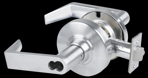 Picture of Schlage ALX70J RHO Grade 2 Classroom Cylindrical Lock with Field Selectable Vandlgard, Rhodes Lever, FSIC Less Core