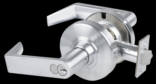 Picture of Schlage ALX70R RHO Grade 2 Classroom Cylindrical Lock with Field Selectable Vandlgard, Rhodes Lever, FSIC Core