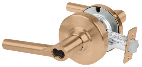 Picture of Schlage ALX53J BRW Grade 2 Entrance Cylindrical Lock with Field Selectable Vandlgard, Broadway Lever, FSIC Less Core
