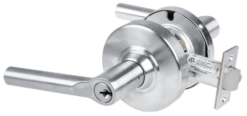 Picture of Schlage ALX53P BRW Grade 2 Entrance Cylindrical Lock with Field Selectable Vandlgard, Broadway Lever, Conventional Cylinder, keyed 5