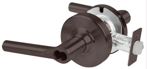 Picture of Schlage ALX70B BRW Grade 2 Classroom Cylindrical Lock with Field Selectable Vandlgard, Broadway Lever, SFIC Less Core