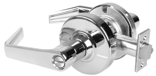 Picture of Schlage ALX40 SAT Grade 2 Privacy Cylindrical Lock with Field Selectable Vandlgard, Saturn Lever