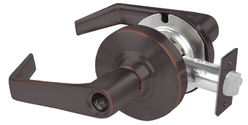 Picture of Schlage ALX50L SAT Grade 2 Office Cylindrical Lock with Field Selectable Vandlgard, Saturn Lever, Conventional Less Cylinder