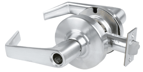 Picture of Schlage ALX53L SAT Grade 2 Entrance Cylindrical Lock with Field Selectable Vandlgard, Saturn Lever, Conventional Less Cylinder