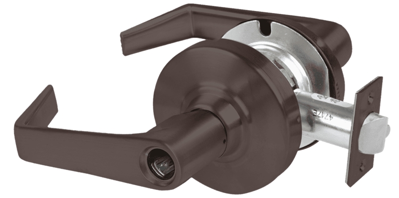 Picture of Schlage ALX53L SAT Grade 2 Entrance Cylindrical Lock with Field Selectable Vandlgard, Saturn Lever, Conventional Less Cylinder