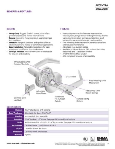 Picture of Accentra (Yale) 5403LN Grade 1 Patio Lever Set