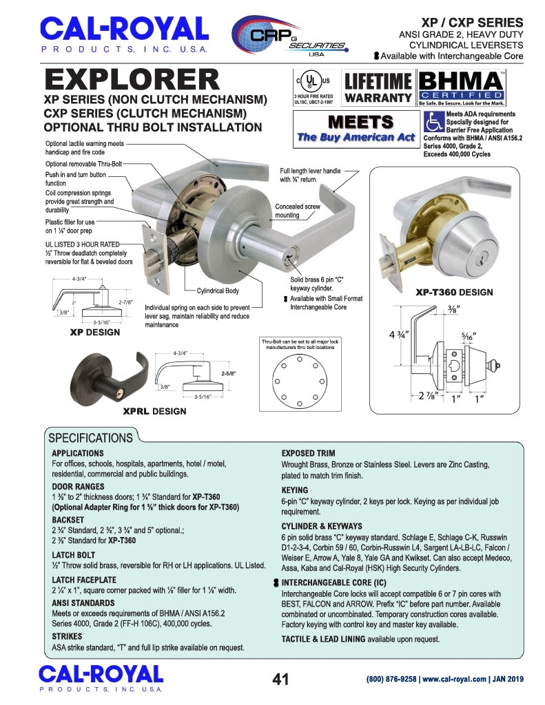 Picture of Cal-Royal XPRL05 US26D Grade 2, Storeroom Lock, Satin Chrome