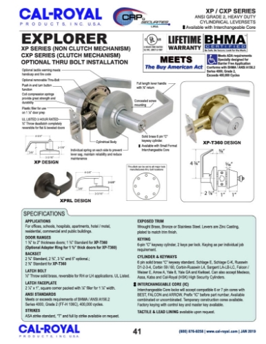 Picture of Cal-Royal XPRL40 US26D Grade 2, Dummy Lever, Satin Chrome