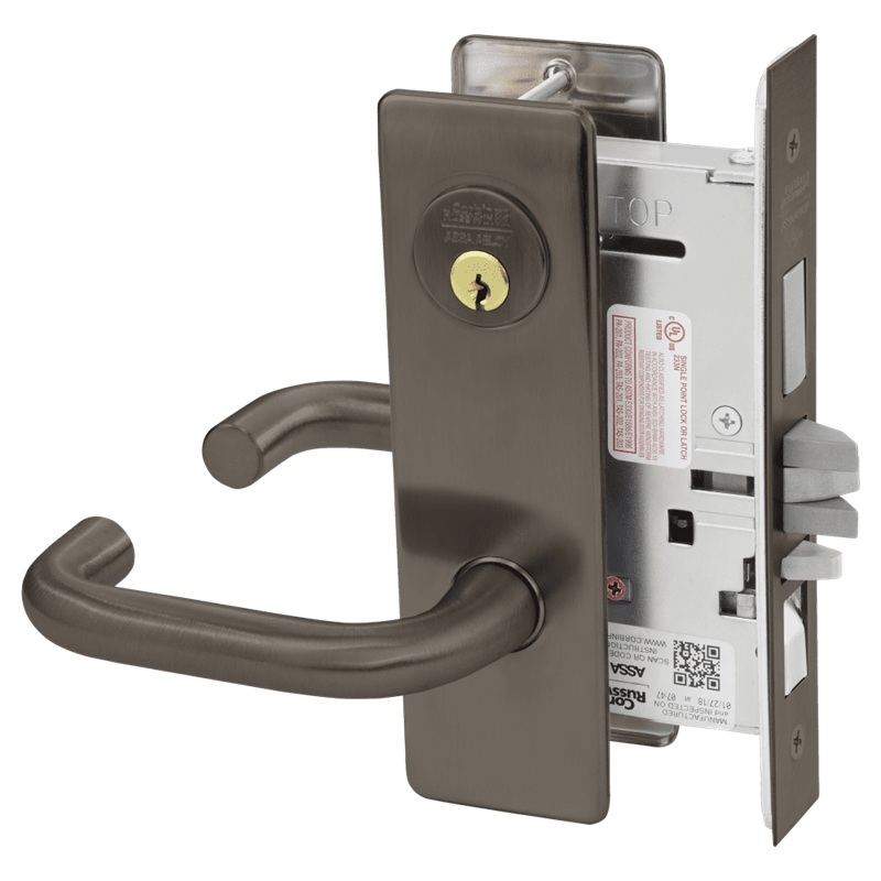Picture of Corbin Russwin ML2067 LSM Apartment or Dormitory Mortise Lock, LS Lever, M Escutcheon