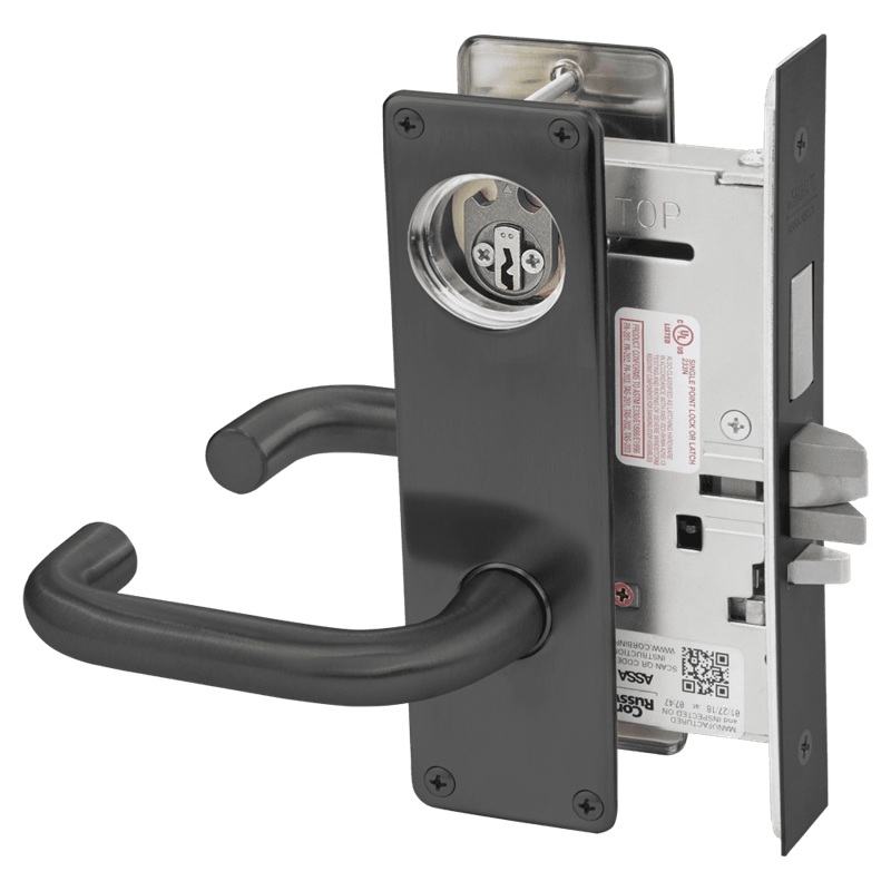 Picture of Corbin Russwin ML2029 LSN Hotel or Motel Mortise Lock, LS Lever, N Escutcheon