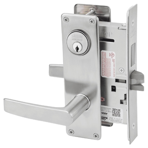 Picture of Corbin Russwin ML2024 ASN Entrance or Storeroom Mortise Lock, AS Lever, N Escutcheon