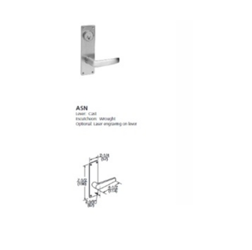 Picture of Corbin Russwin ML2029 ASN Mortise Hotel or Motel Lock, AS Lever, N Escutcheon
