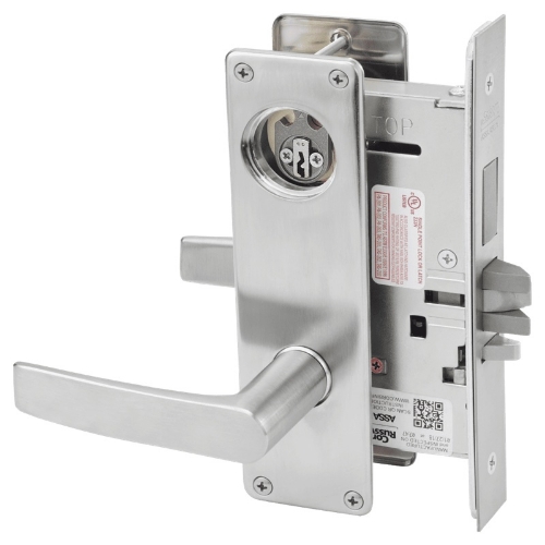 Picture of Corbin Russwin ML2029 ASN Mortise Hotel or Motel Lock, AS Lever, N Escutcheon