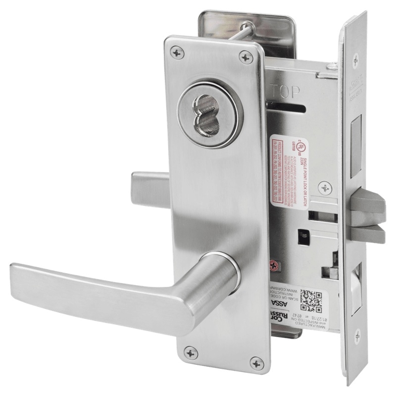 Picture of Corbin Russwin ML2048 ASN Entrance or Apartment Mortise Lock, AS Lever, N Escutcheon