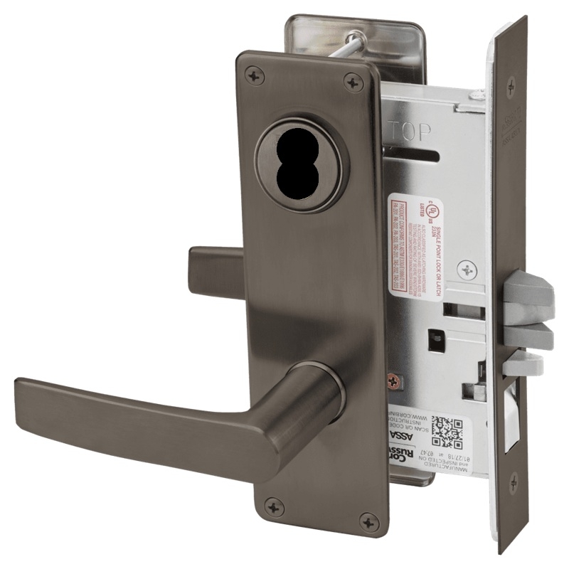 Picture of Corbin Russwin ML2051 ASN Entrance or Office Mortise Lock, AS Lever, N Escutcheon