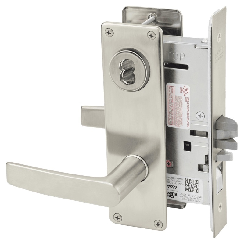 Picture of Corbin Russwin ML2051 ASN Entrance or Office Mortise Lock, AS Lever, N Escutcheon