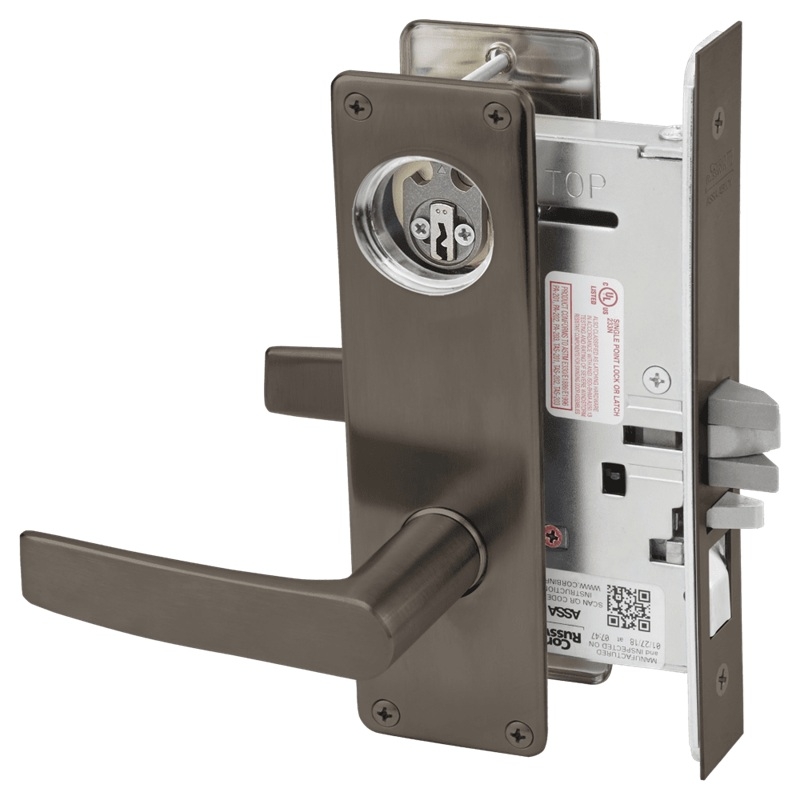 Picture of Corbin Russwin ML2051 ASN Entrance or Office Mortise Lock, AS Lever, N Escutcheon