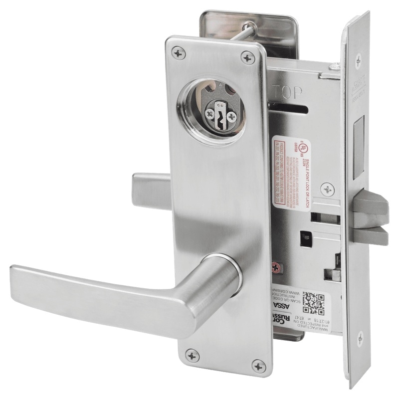 Picture of Corbin Russwin ML2065 ASN Dormitory or Entrance Mortise Lock, AS Lever, N Escutcheon