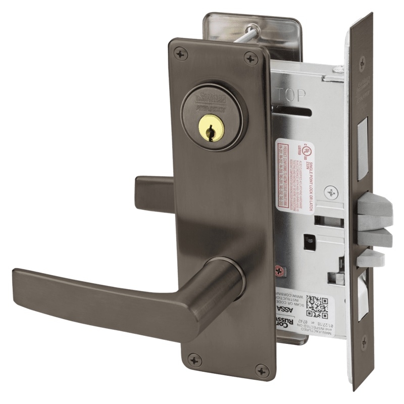 Picture of Corbin Russwin ML2067 ASN Apartment or Dormitory Mortise Lock, AS Lever, N Escutcheon