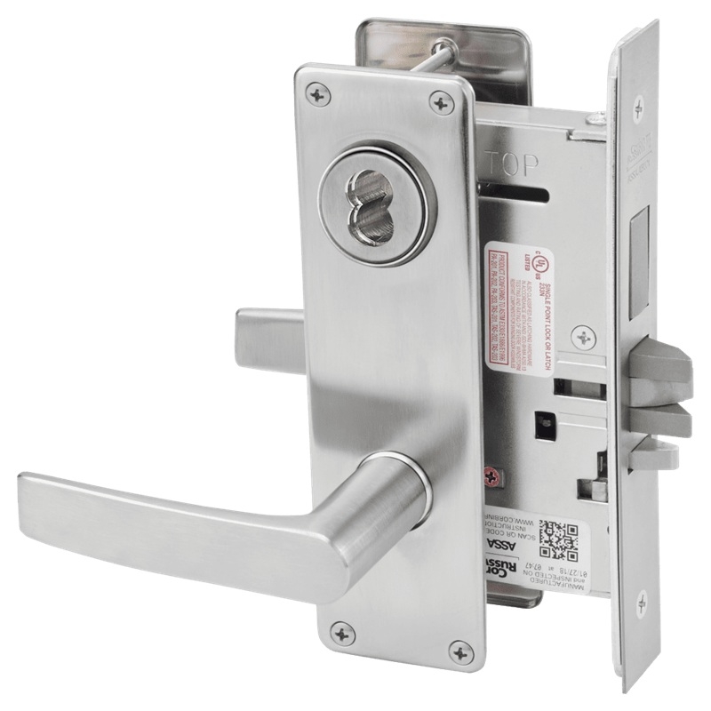 Picture of Corbin Russwin ML2075 ASN Security Entrance or Office Mortise Lock, AS Lever, N Escutcheon