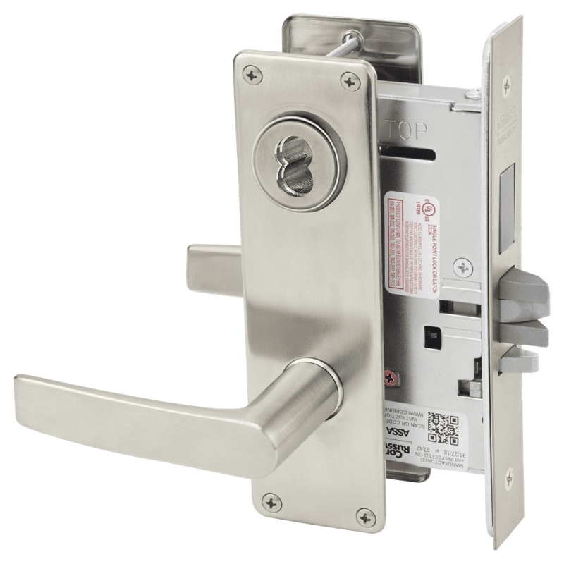 Picture of Corbin Russwin ML2075 ASN Security Entrance or Office Mortise Lock, AS Lever, N Escutcheon