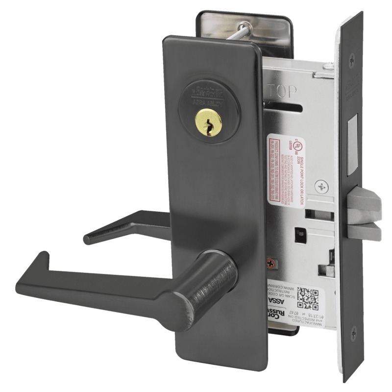 Picture of Corbin Russwin ML2024 ESM Entrance or Storeroom Mortise Lock, ES Lever, M Escutcheon