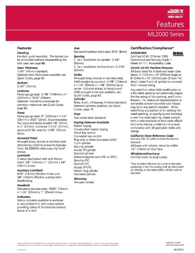 Picture of Corbin Russwin ML2024 PSM Entrance or Storeroom Mortise Lock, PS Lever, M Escutcheon