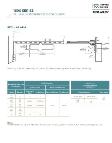 Picture of Norton Rixson 1601 Multi-Sized Door Closer